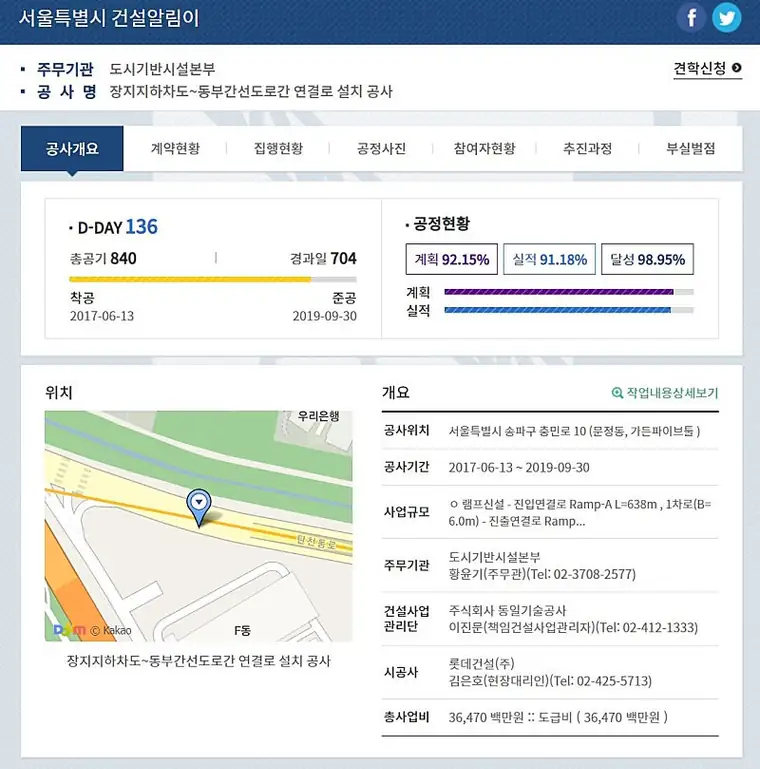 건설알리미로 서초/강남/송파/강동 공사진행사항 파악하기 (부제:강남순환고속도로, 5호선연장, 8호선연장) — 사진 15